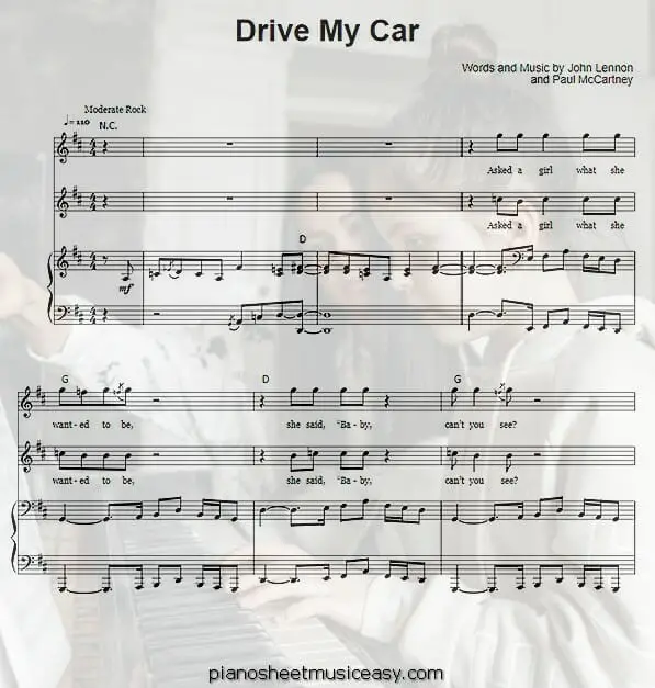 drive my car printable free sheet music for piano 