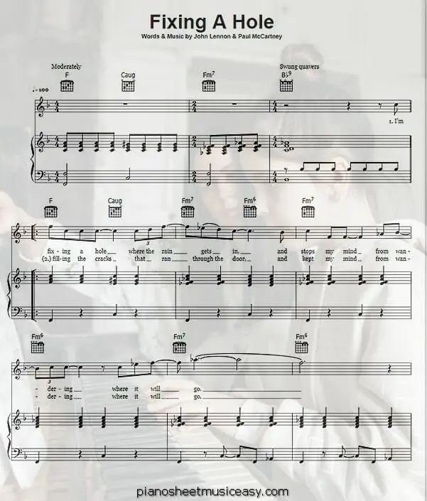 fixing a hole printable free sheet music for piano 