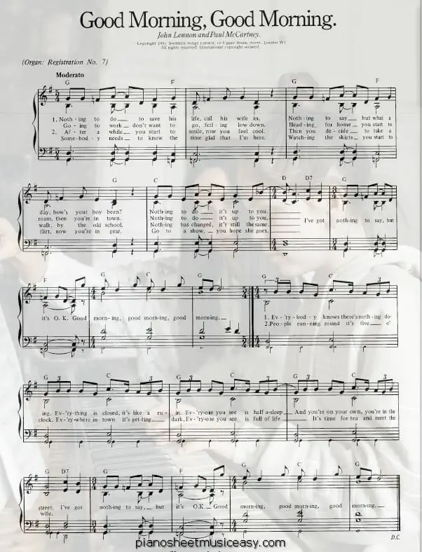 good morning good morning printable free sheet music for piano 