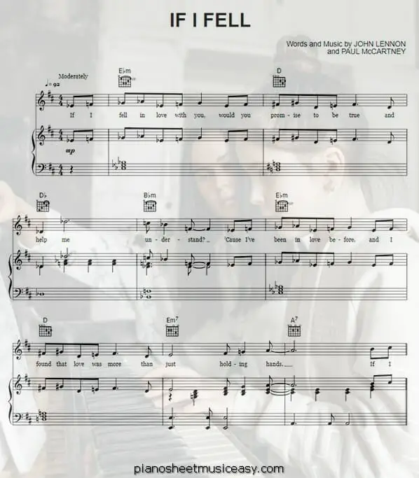 if i fell printable free sheet music for piano 