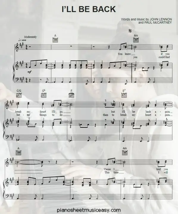 ill be back printable free sheet music for piano 