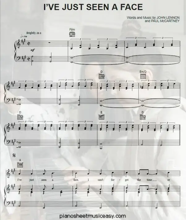 ive just seen a face printable free sheet music for piano 