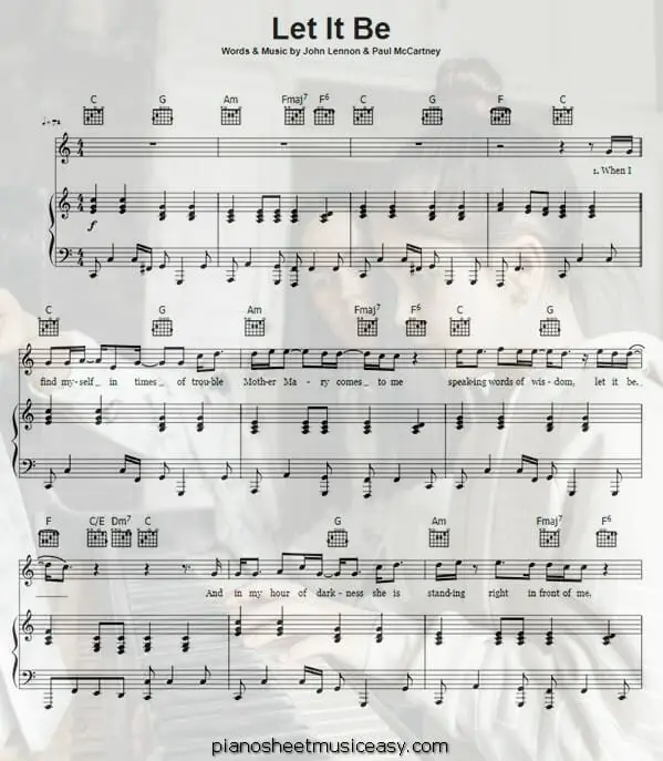 let it be printable free sheet music for piano 
