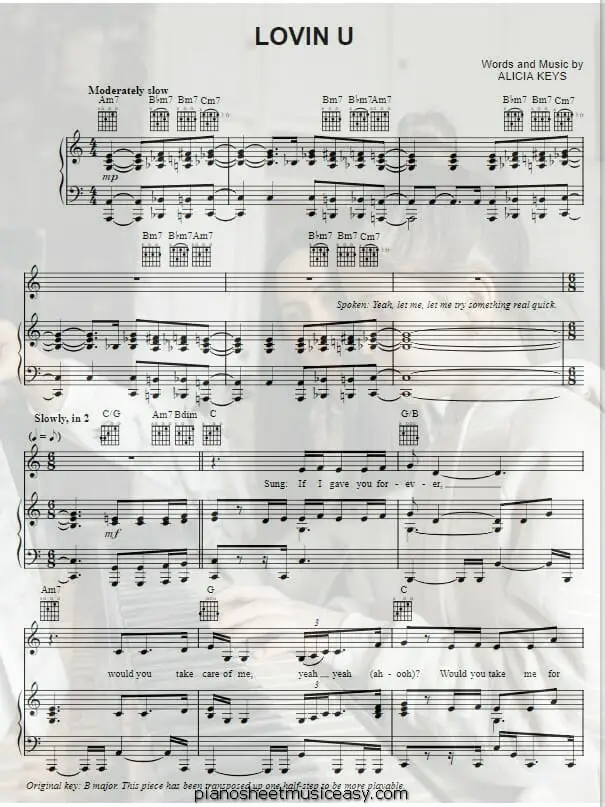 lovin u printable free sheet music for piano 