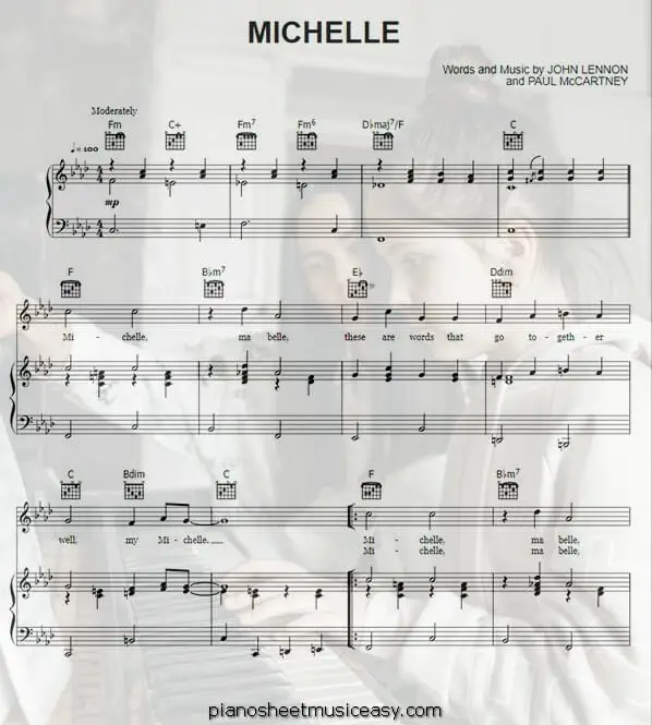 michelle printable free sheet music for piano 