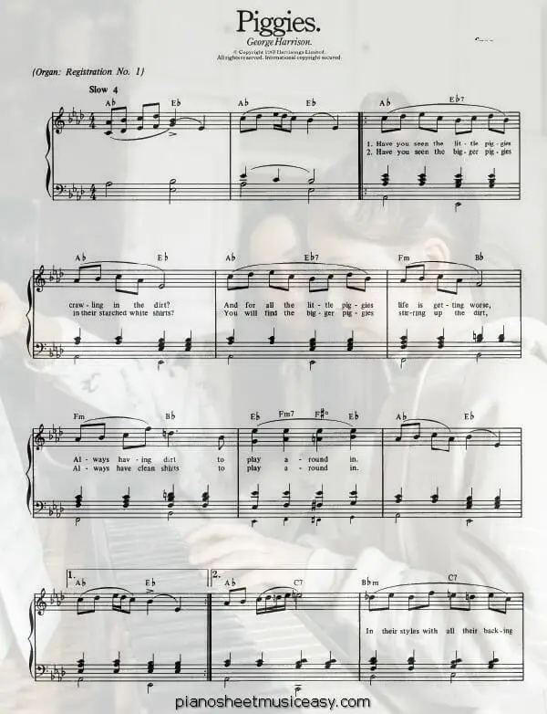 piggies printable free sheet music for piano 