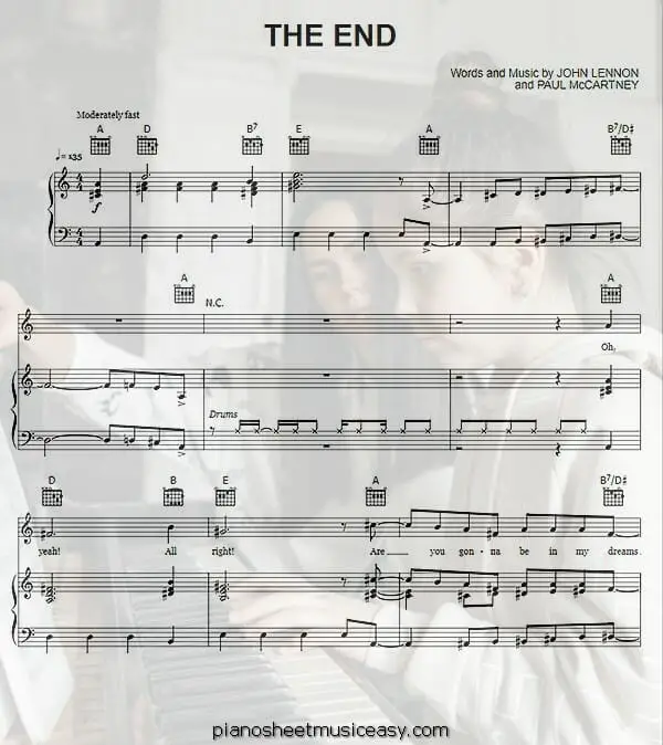 the end piano sheet music