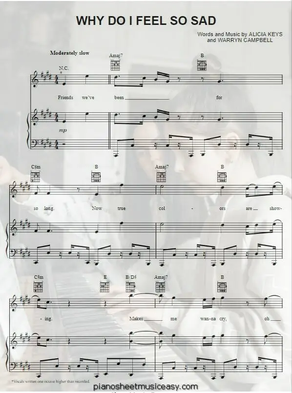 why do i feel so sad printable free sheet music for piano 