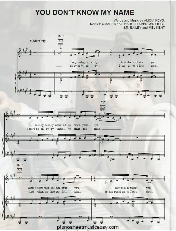you dont know my name printable free sheet music for piano 