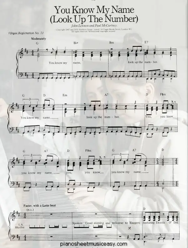 You know my name sheet music free