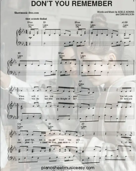 Don't you remember piano sheet music pdf