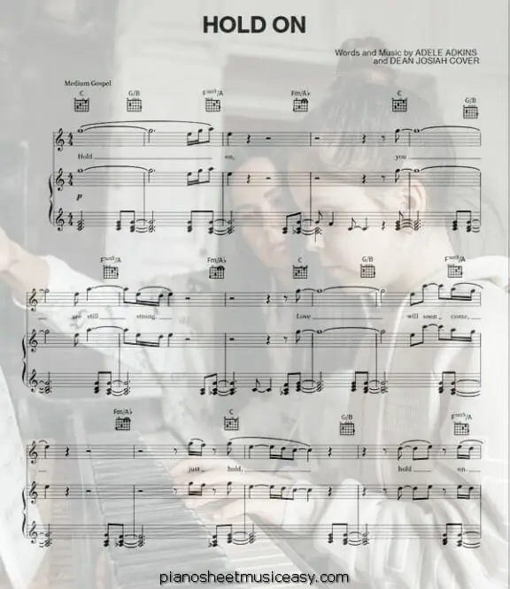 hold on adele printable free sheet music for piano 