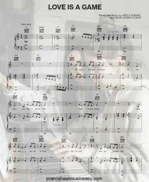 love is a game printable free sheet music for piano 