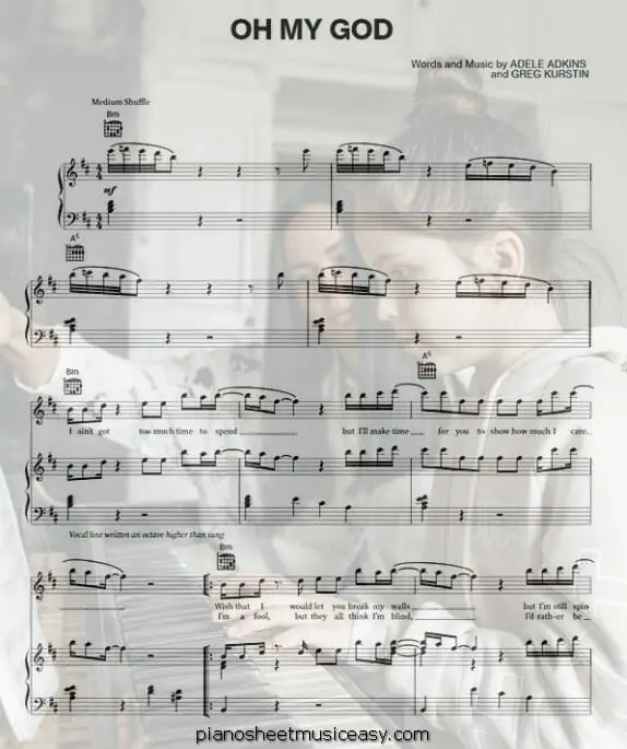oh my god printable free sheet music for piano 