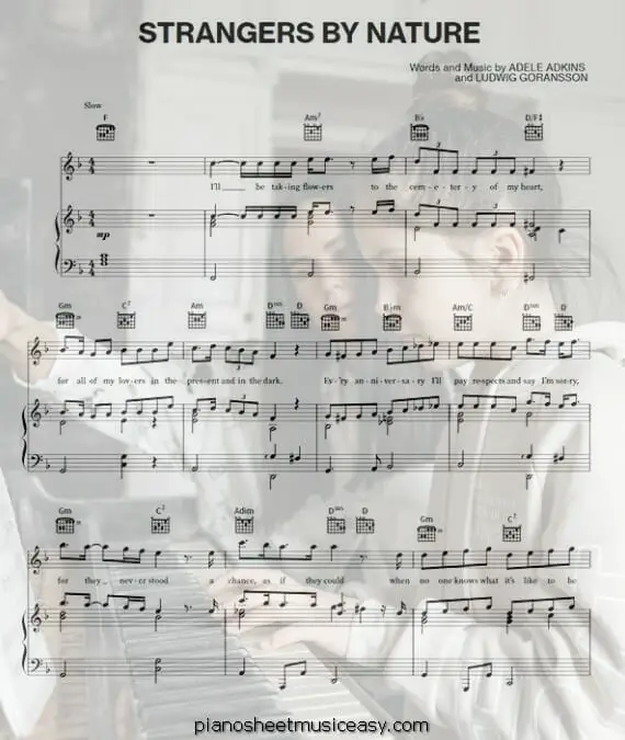 strangers by nature printable free sheet music for piano 
