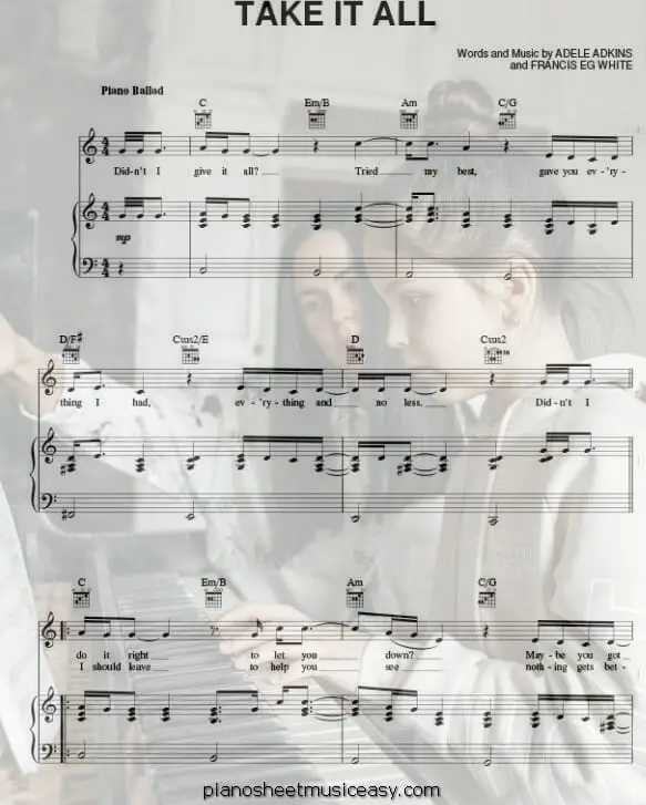 take it all printable free sheet music for piano 