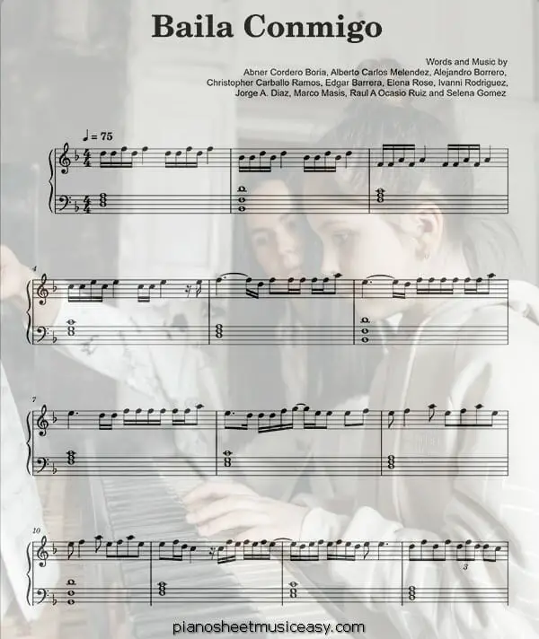 baila conmigo printable free sheet music for piano 