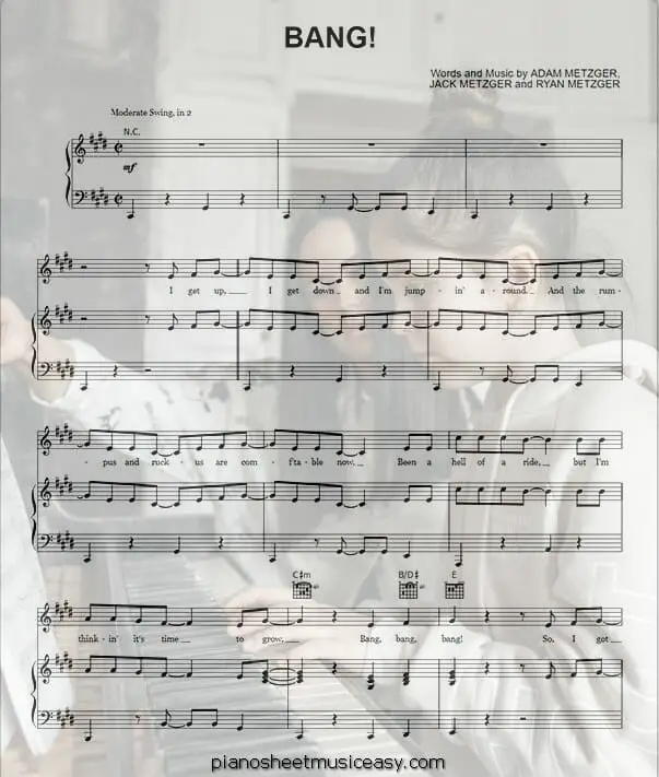 bang printable free sheet music for piano 