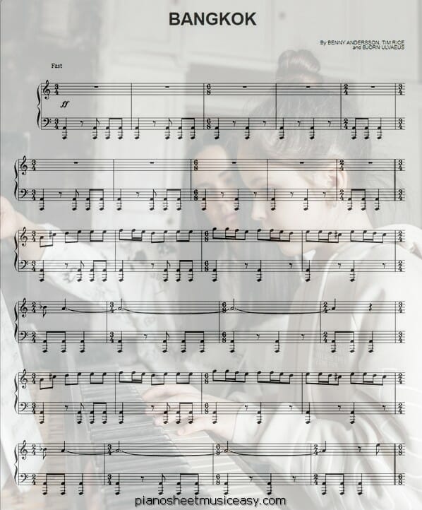 bangkok printable free sheet music for piano 