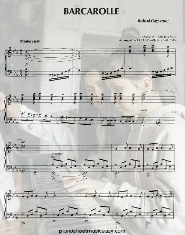 barcarolle printable free sheet music for piano 