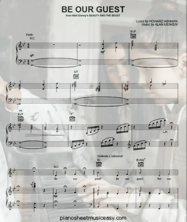 be our guest printable free sheet music for piano 