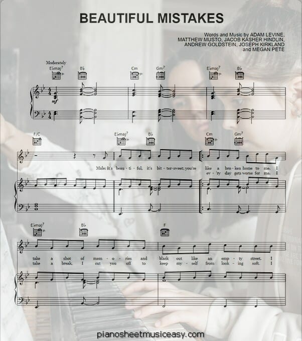 beautiful mistakes printable free sheet music for piano 