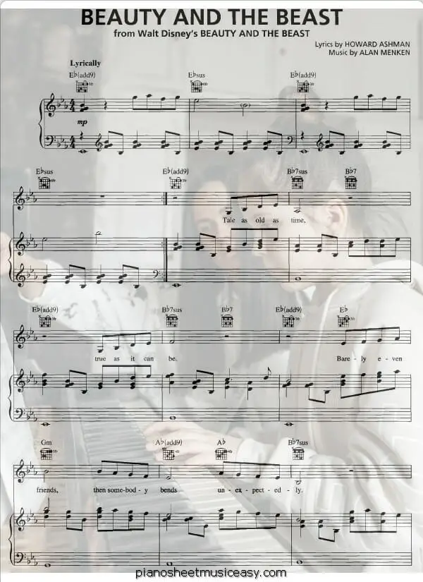 beauty and the beast piano disney printable free sheet music for piano 
