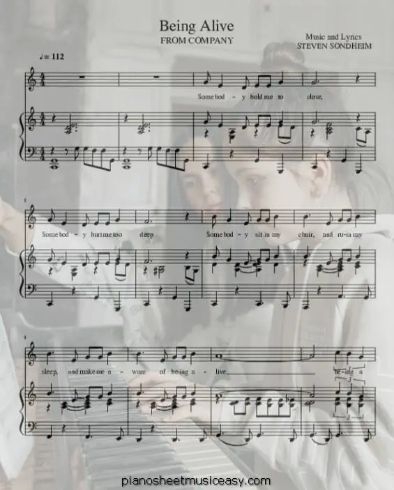 being alive printable free sheet music for piano 