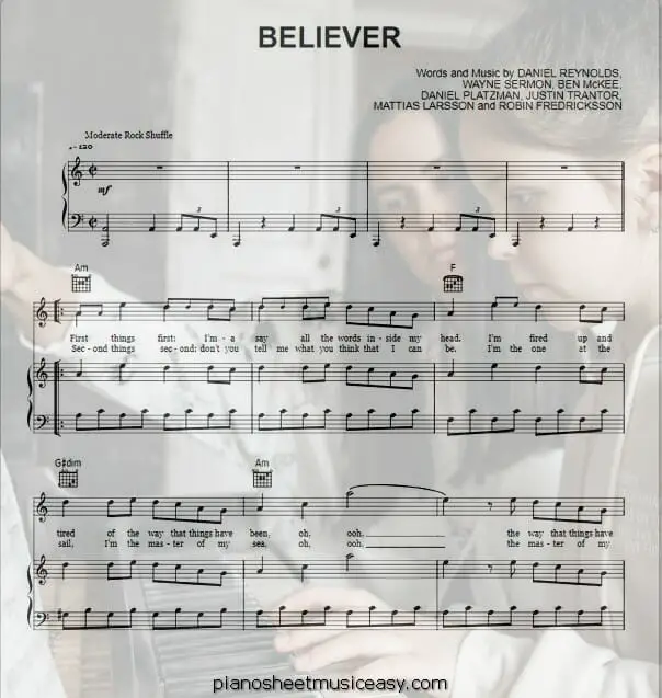 believer printable free sheet music for piano 