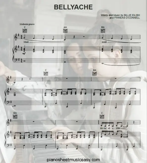 bellyache printable free sheet music for piano 