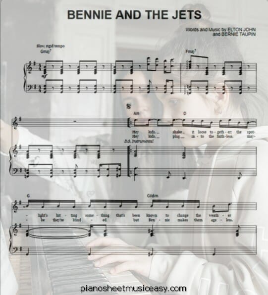 bennie and the jets printable free sheet music for piano 