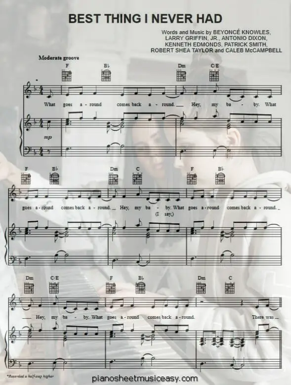 best thing i never had printable free sheet music for piano 
