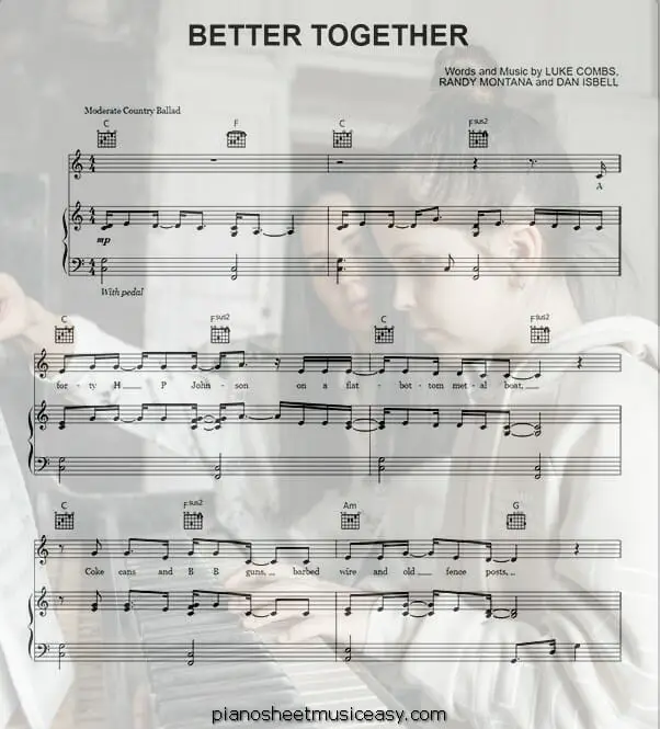 better together printable free sheet music for piano 