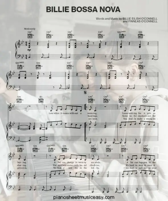 billie bossa nova printable free sheet music for piano 