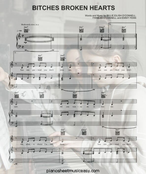 bitches broken hearts printable free sheet music for piano 