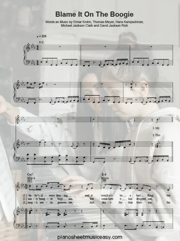 blame it on the boogie printable free sheet music for piano 