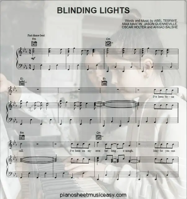 blinding lights printable free sheet music for piano 