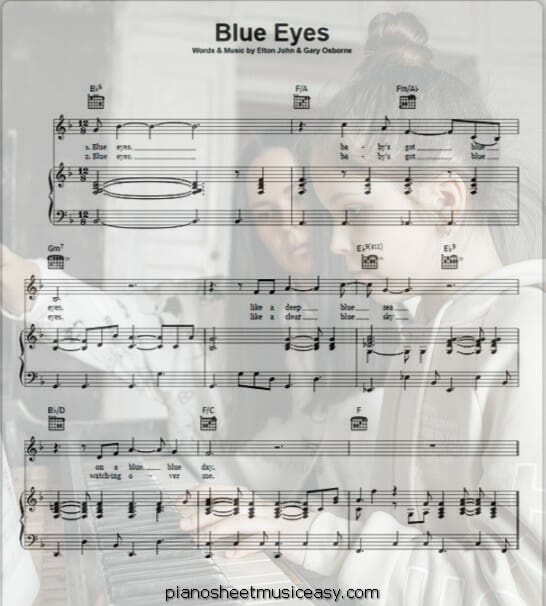 blue eyes printable free sheet music for piano 
