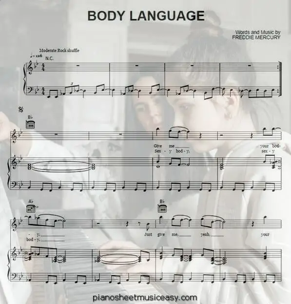body language printable free sheet music for piano 