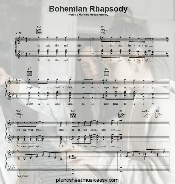 bohemian rhapsody printable free sheet music for piano 