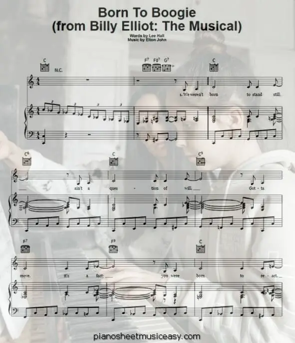 born to boogie printable free sheet music for piano 