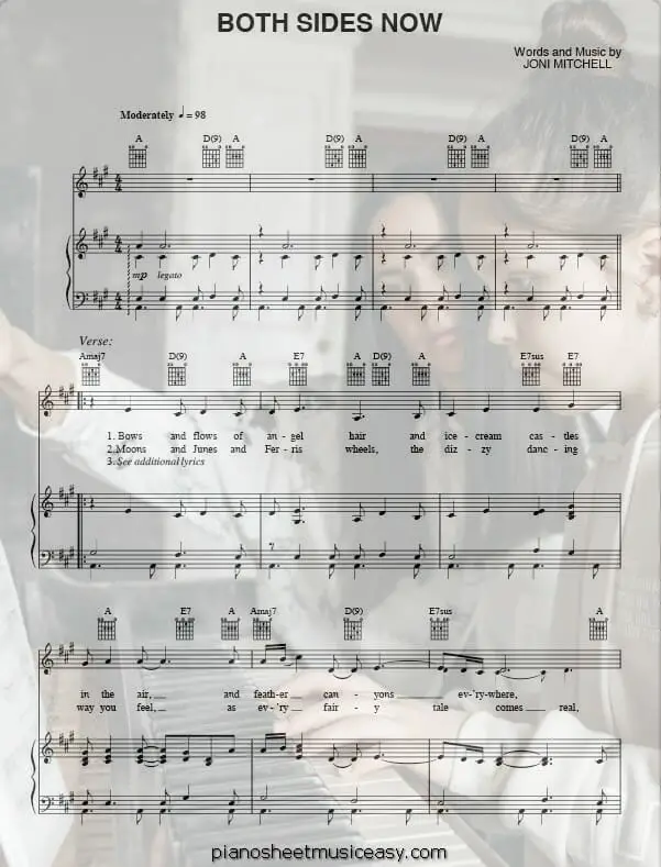 both sides now printable free sheet music for piano 