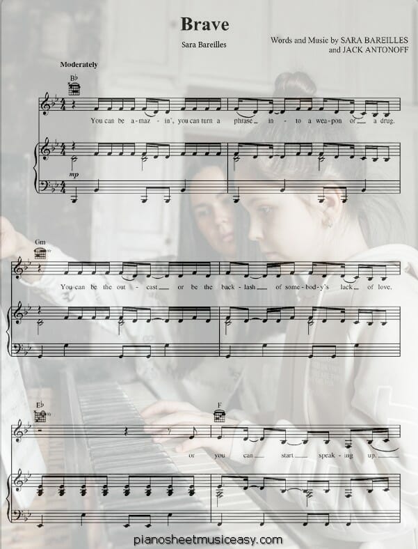 brave printable free sheet music for piano 
