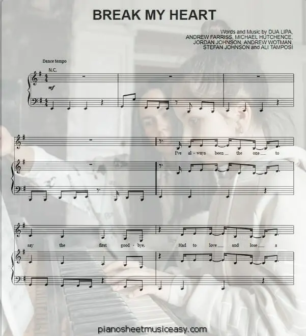 break my heart printable free sheet music for piano 