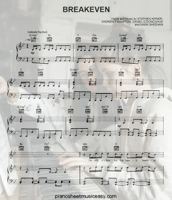 breakeven printable free sheet music for piano 