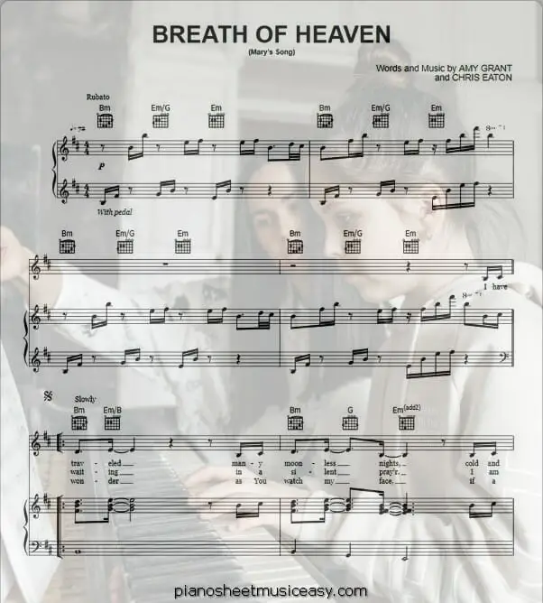 breath of heaven printable free sheet music for piano 