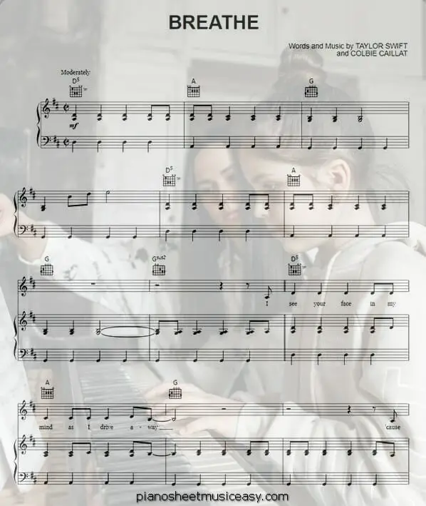 breathe printable free sheet music for piano 