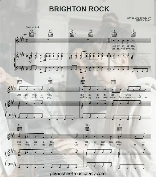 brighton rock printable free sheet music for piano 