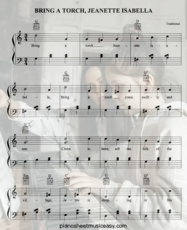 bring torch jeanette isabella printable free sheet music for piano 