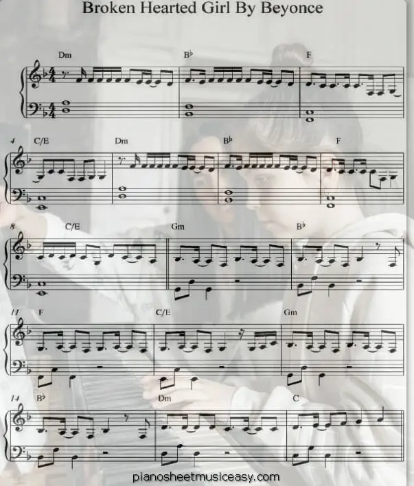 broken hearted girl printable free sheet music for piano 